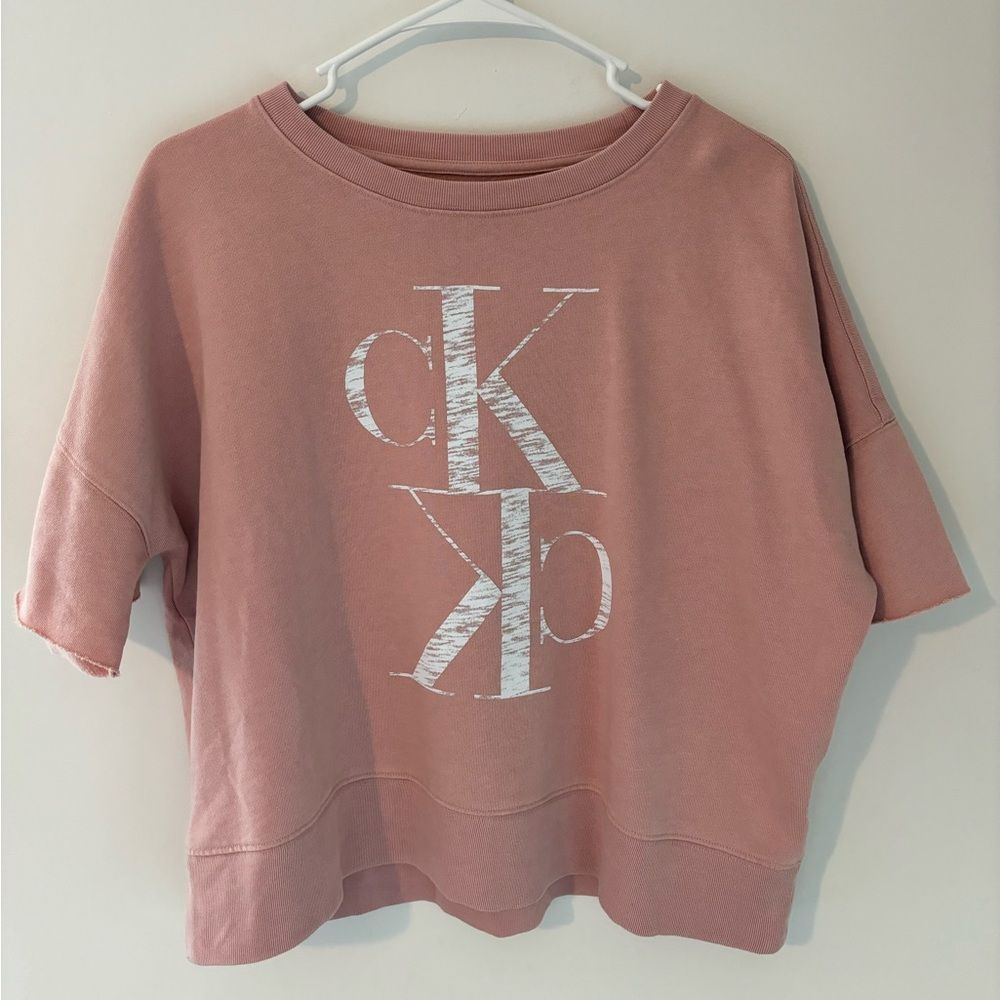 Calvin‎ Klein Jeans Women’s Pink CK Logo Pullover Short Sleeve Top Medium Retro